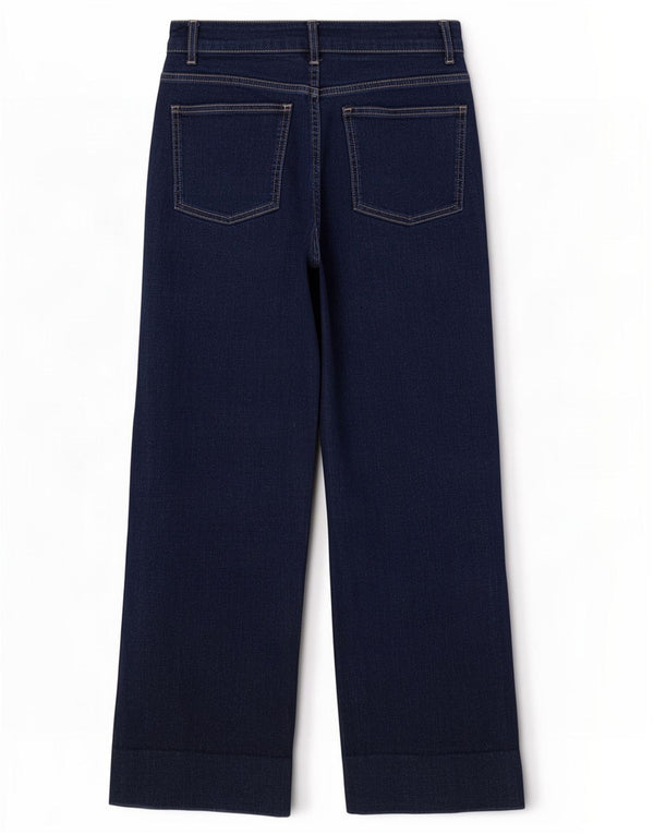 Jeans da donna a gamba larga a vita alta MINT VELVET UK 10 Small W26 L29 Blu navy