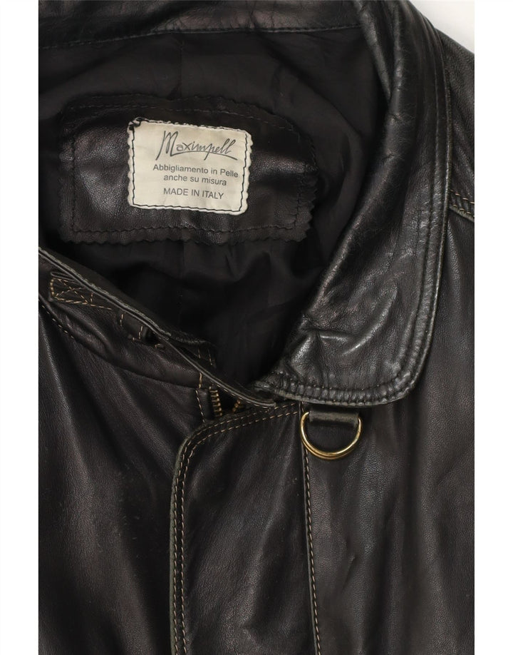 Giacca in pelle vintage da uomo UK 44 2XL Nera