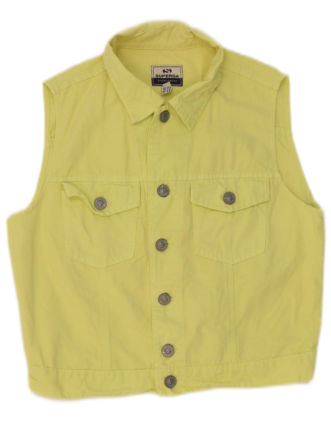 Gilet Donna Superga Crop Denim IT 44 Cotone Giallo Medio