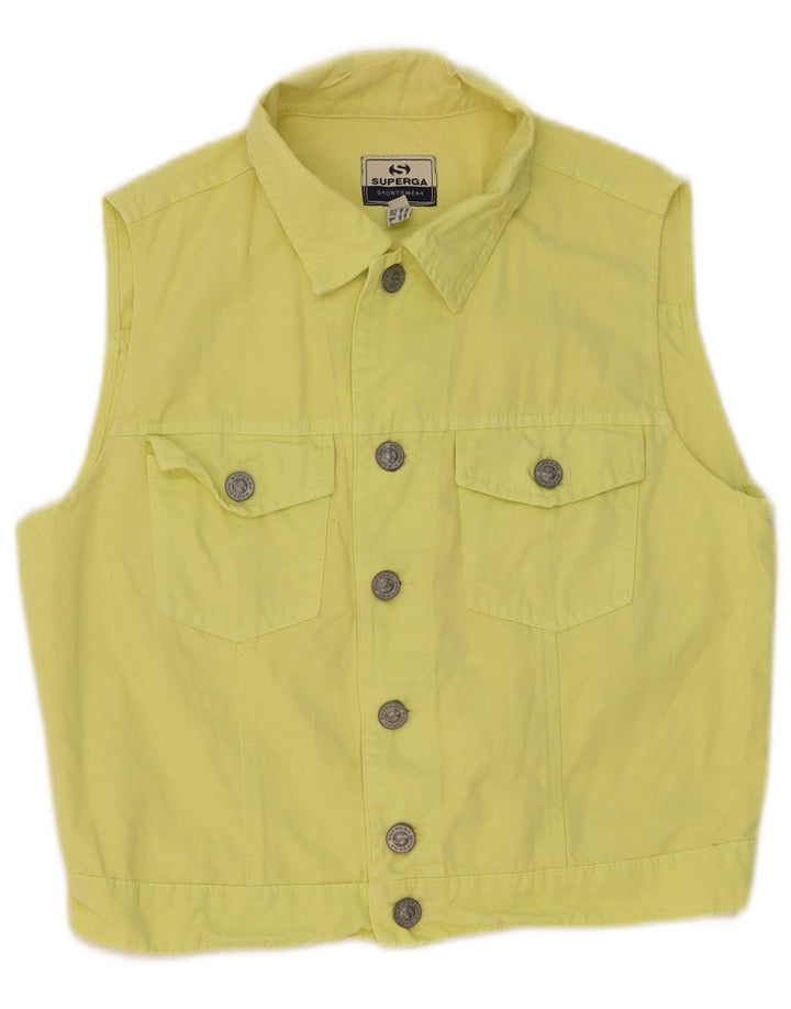 Gilet Donna Superga Crop Denim IT 44 Cotone Giallo Medio