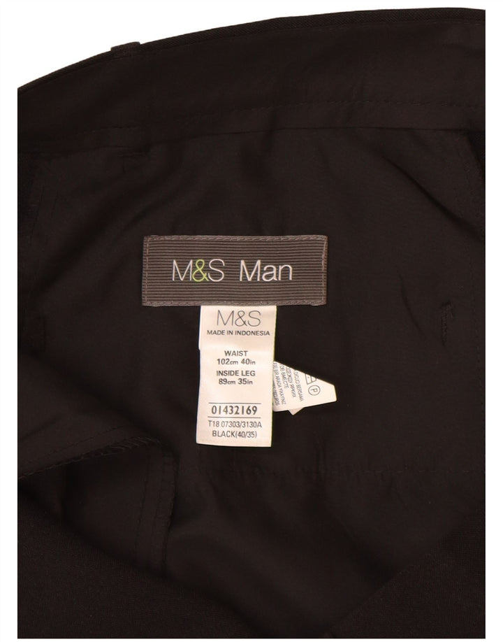 Pantaloni chino dritti da uomo Marks & Spencer W40 L35 poliestere nero