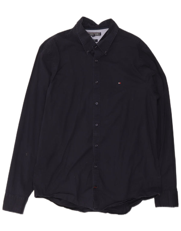Camicia slim fit da uomo Tommy Hilfiger XL in cotone blu navy