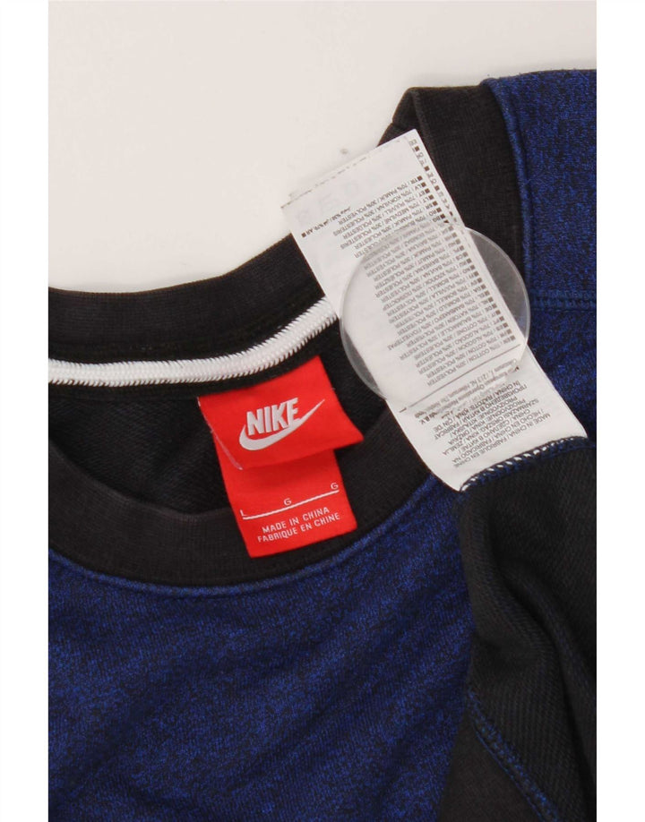Felpa Nike da uomo, grande, in cotone color block blu