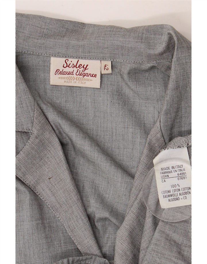 SISLEY Womens Relaxed Elegance Shirt IT 42 Medium Grey Cotton Vintage Sisley and Second-Hand Sisley from Messina Hembry 