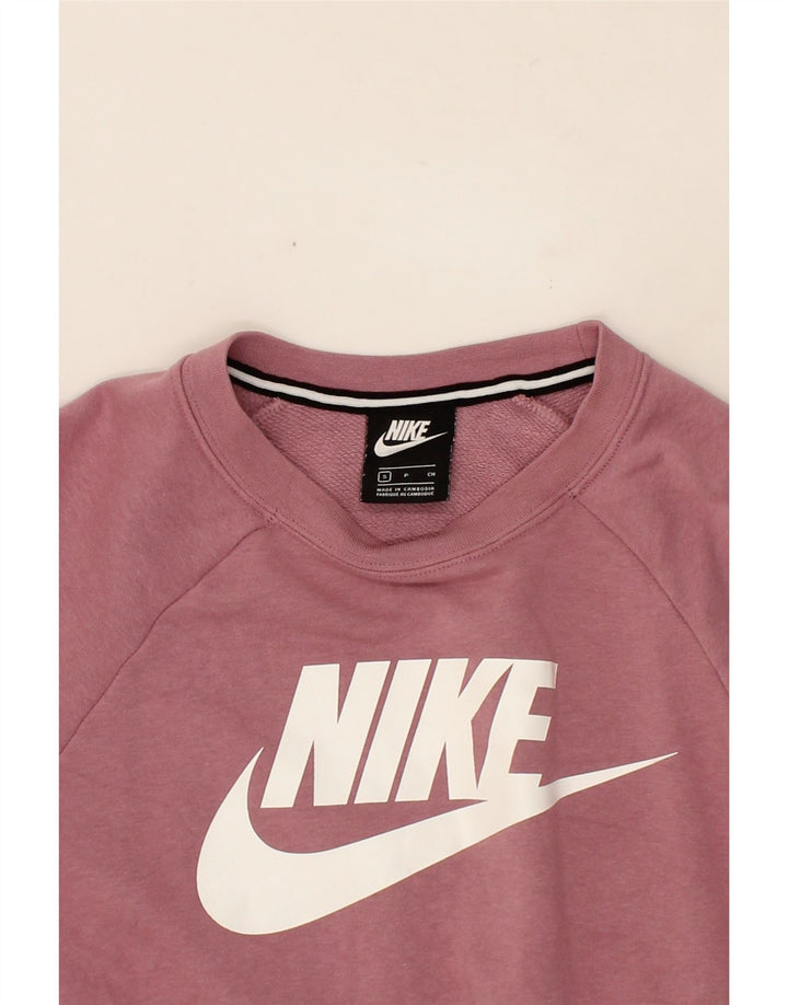 NIKE Womens Oversized Graphic Sweatshirt Jumper UK 10 Small Pink Cotton Vintage Nike and Second-Hand Nike from Messina Hembry 