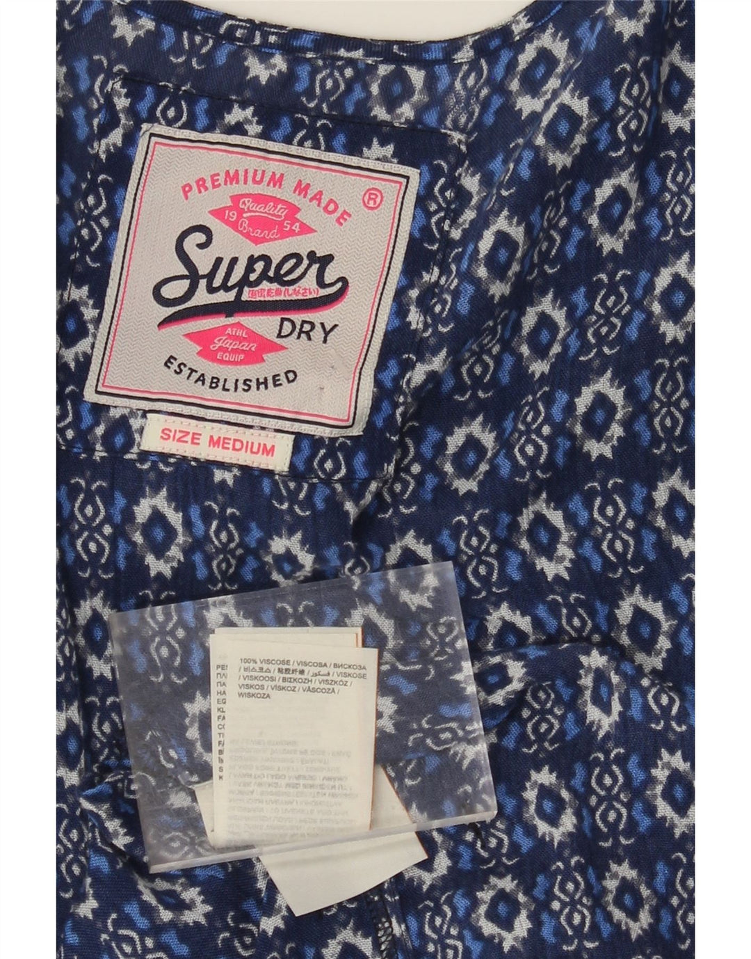 Top cardigan lungo da donna con maniche a 3/4 SUPERDRY UK 14 Paisley blu medio