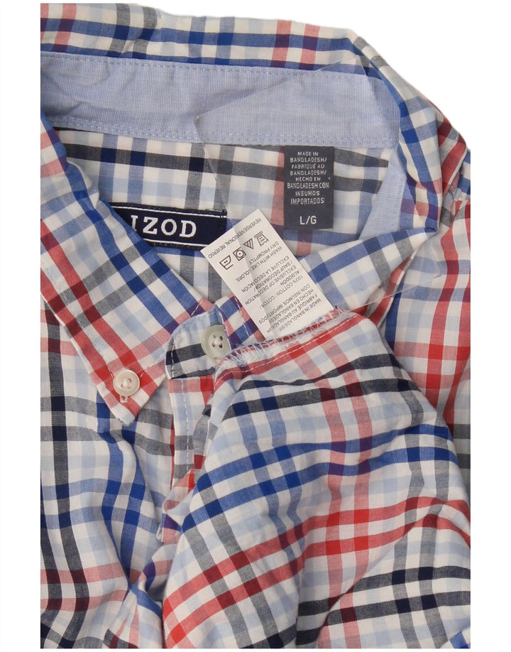 Camicia a maniche corte da uomo Izod in cotone a quadri multicolore grande