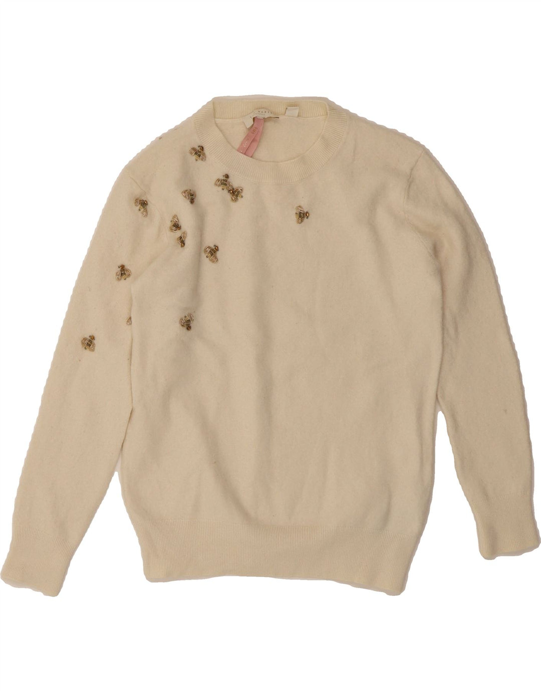 TED BAKER Girls Crew Neck Jumper Sweater 11-12 Years Off White Wool Vintage Ted Baker and Second-Hand Ted Baker from Messina Hembry 