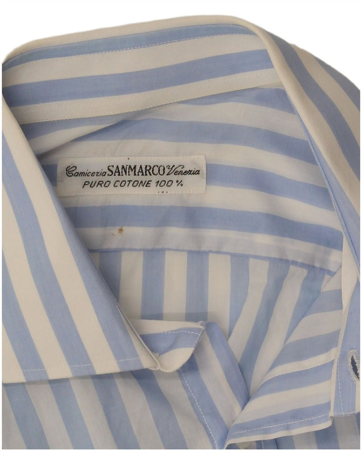 Camicia vintage da uomo in cotone gessato blu grande