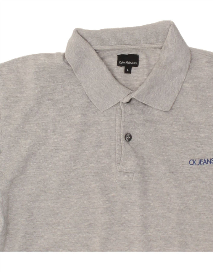 CALVIN KLEIN Mens Polo Shirt Large Grey Vintage Calvin Klein and Second-Hand Calvin Klein from Messina Hembry 