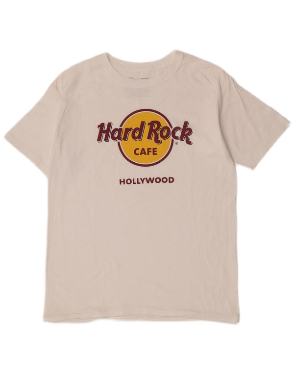 T-shirt grafica da uomo Hollywood Hard Rock Cafe, grande in cotone bianco