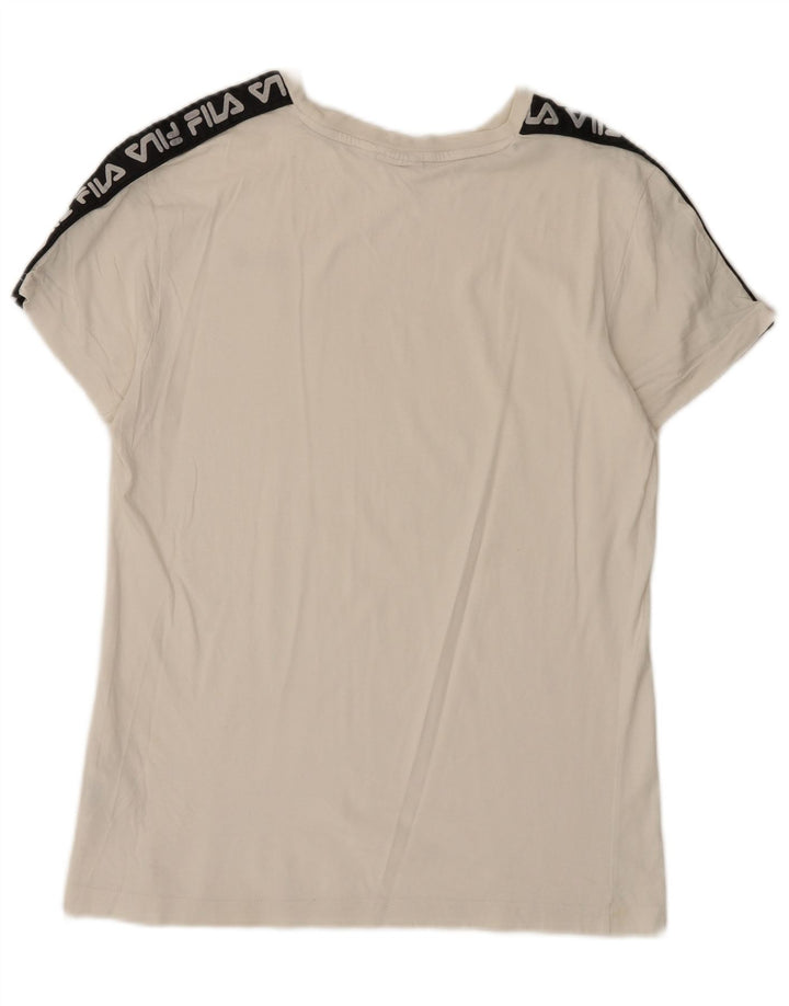 T-shirt grafica da uomo Fila Top Small in cotone color block bianco