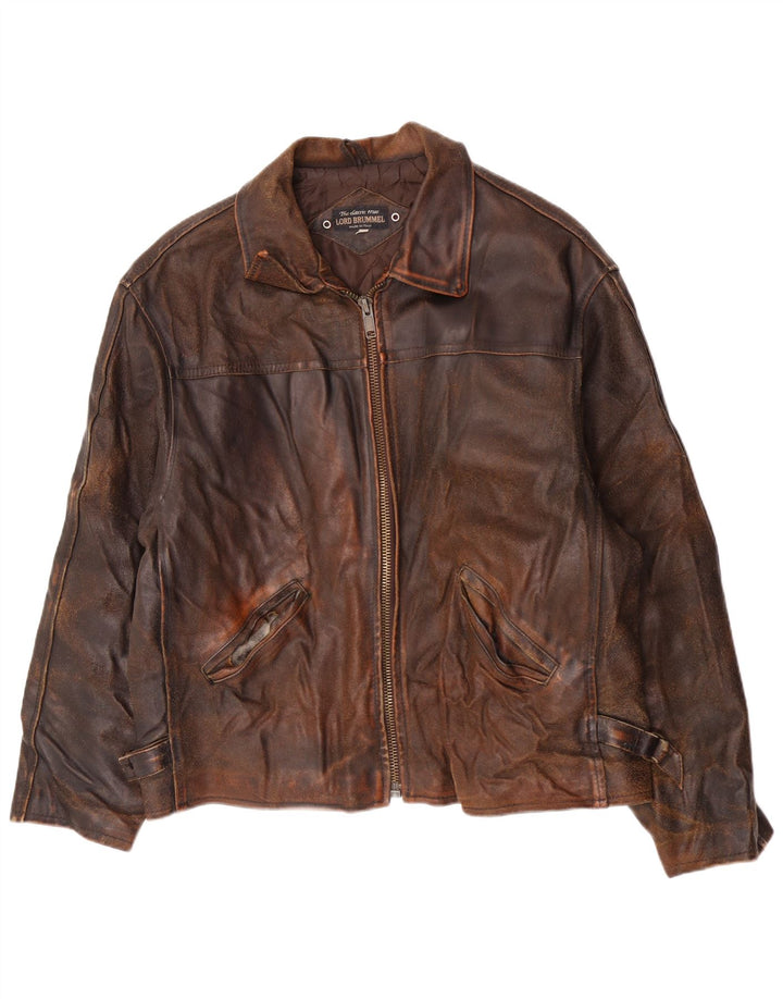 Giacca in pelle vintage da uomo UK 42 XL Marrone