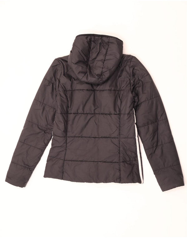 Giacca imbottita con cappuccio da donna Adidas UK 12 Medium Nero Poliestere