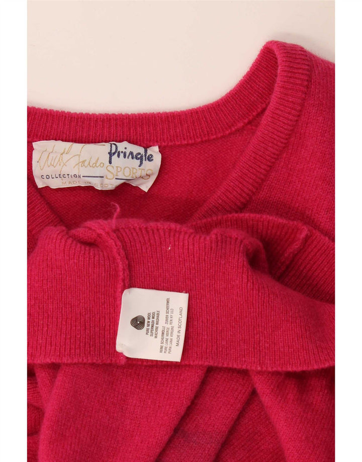 Pringle Maglione da uomo con scollo a V in lana geometrica rosa medio