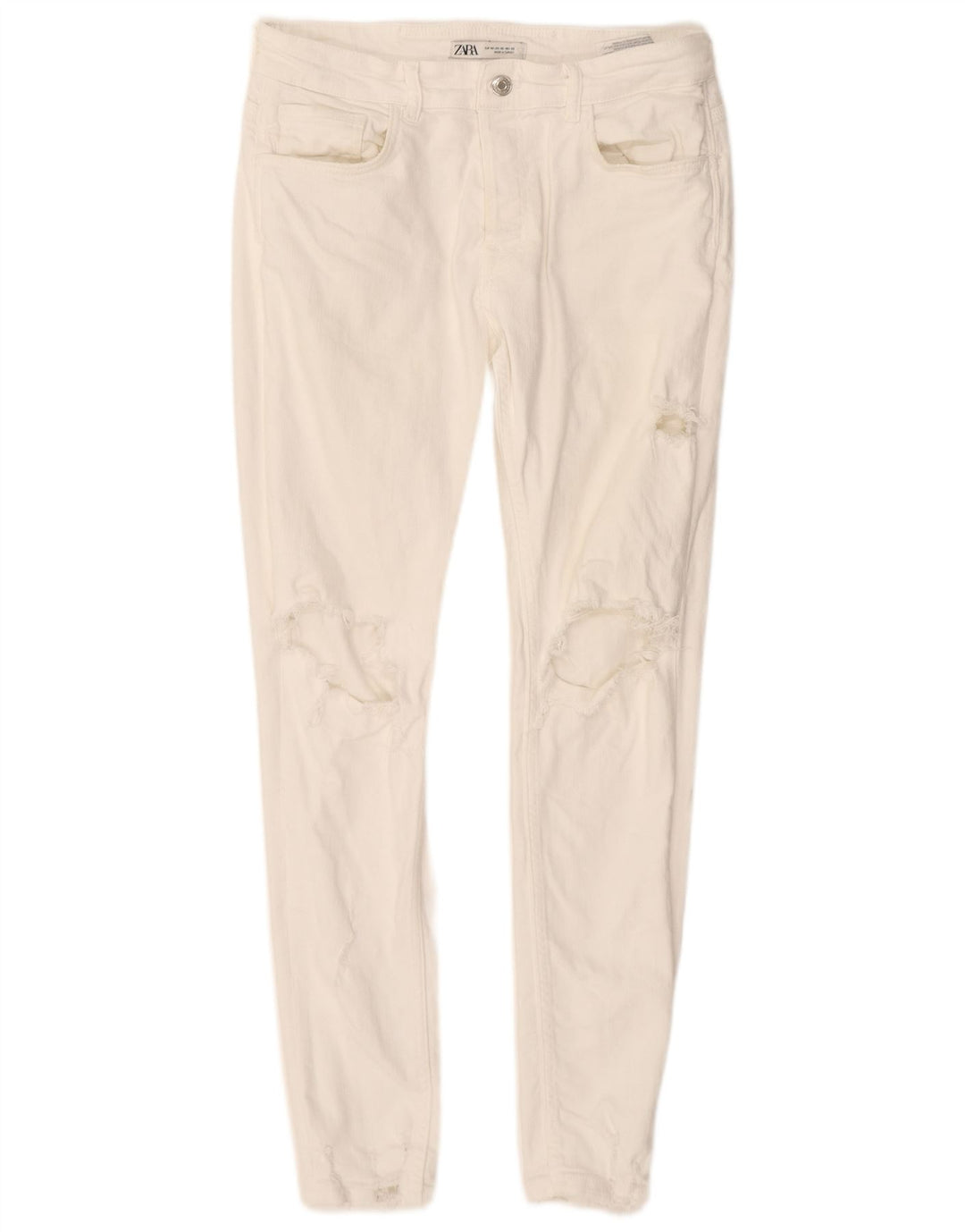 ZARA Mens Distressed Skinny Jeans EU 42 Large W32 L30 White