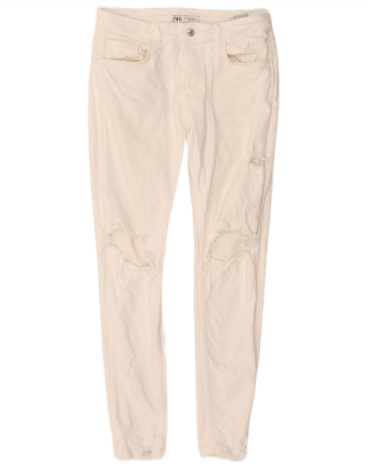 ZARA Mens Distressed Skinny Jeans EU 42 Large W32 L30 White