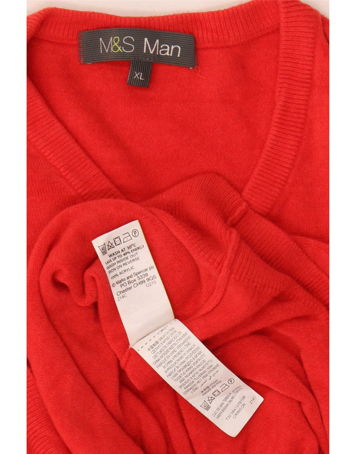 Maglione da uomo con scollo a V Marks & Spencer XL rosso acrilico