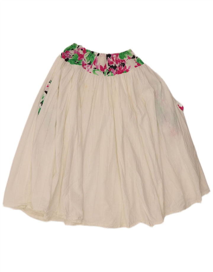 Gonna svasata a pieghe da donna vintage W34 grande floreale bianco