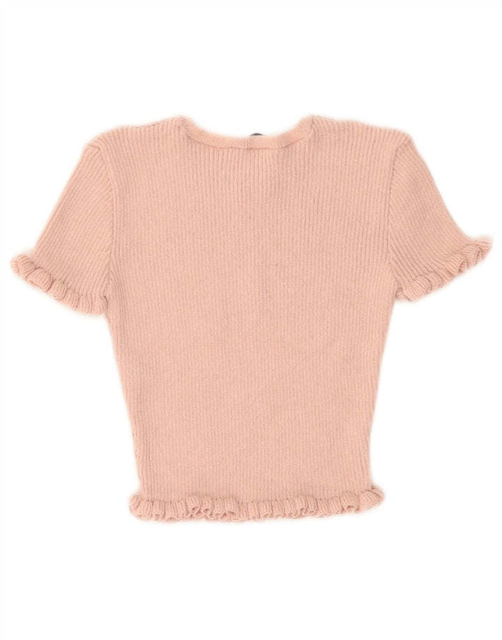 Top corto da donna Zara in camicetta UK 10 piccolo poliestere rosa