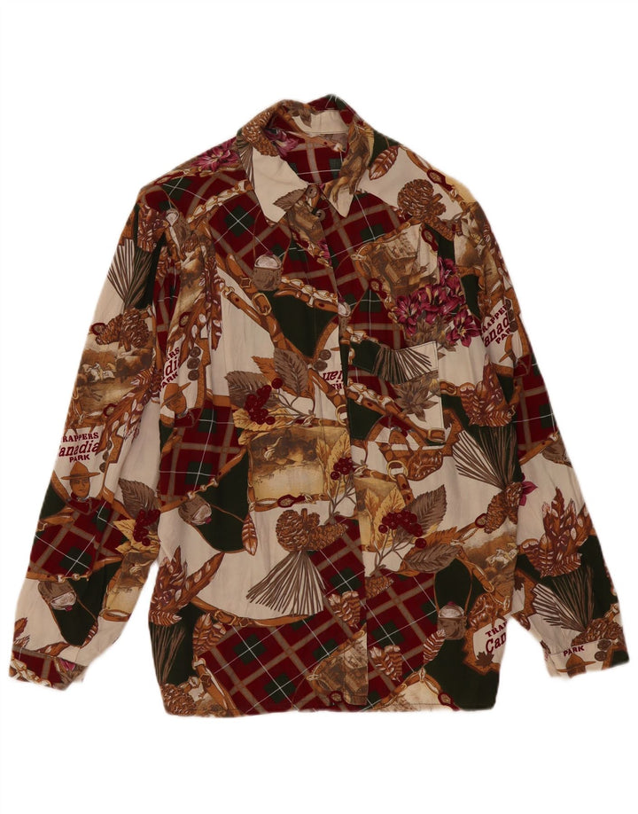 Camicetta camicia da donna con motivo astratto VINTAGE UK 18 XL multicolore