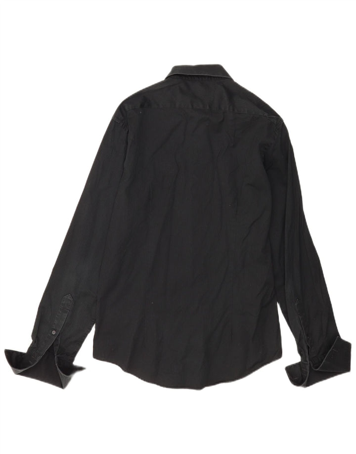 Camicia formale da uomo Calvin Klein taglia 39 15 1/2 medio gessato nero