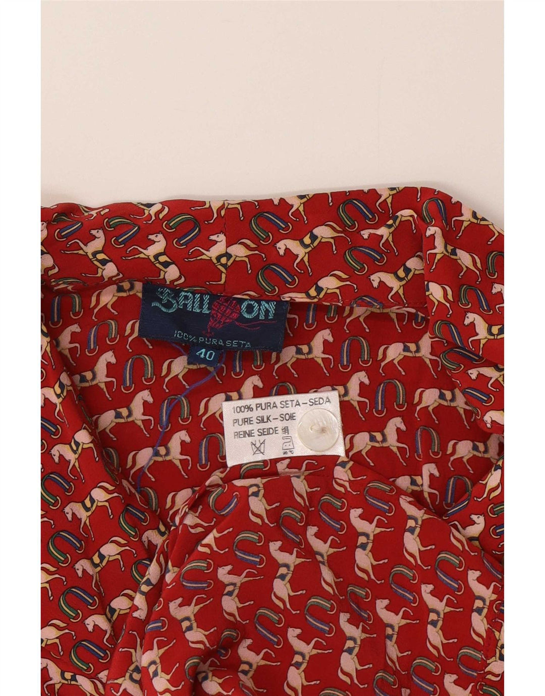 Ball On Camicia da donna con motivo astratto Camicetta EU 40 Seta rossa media