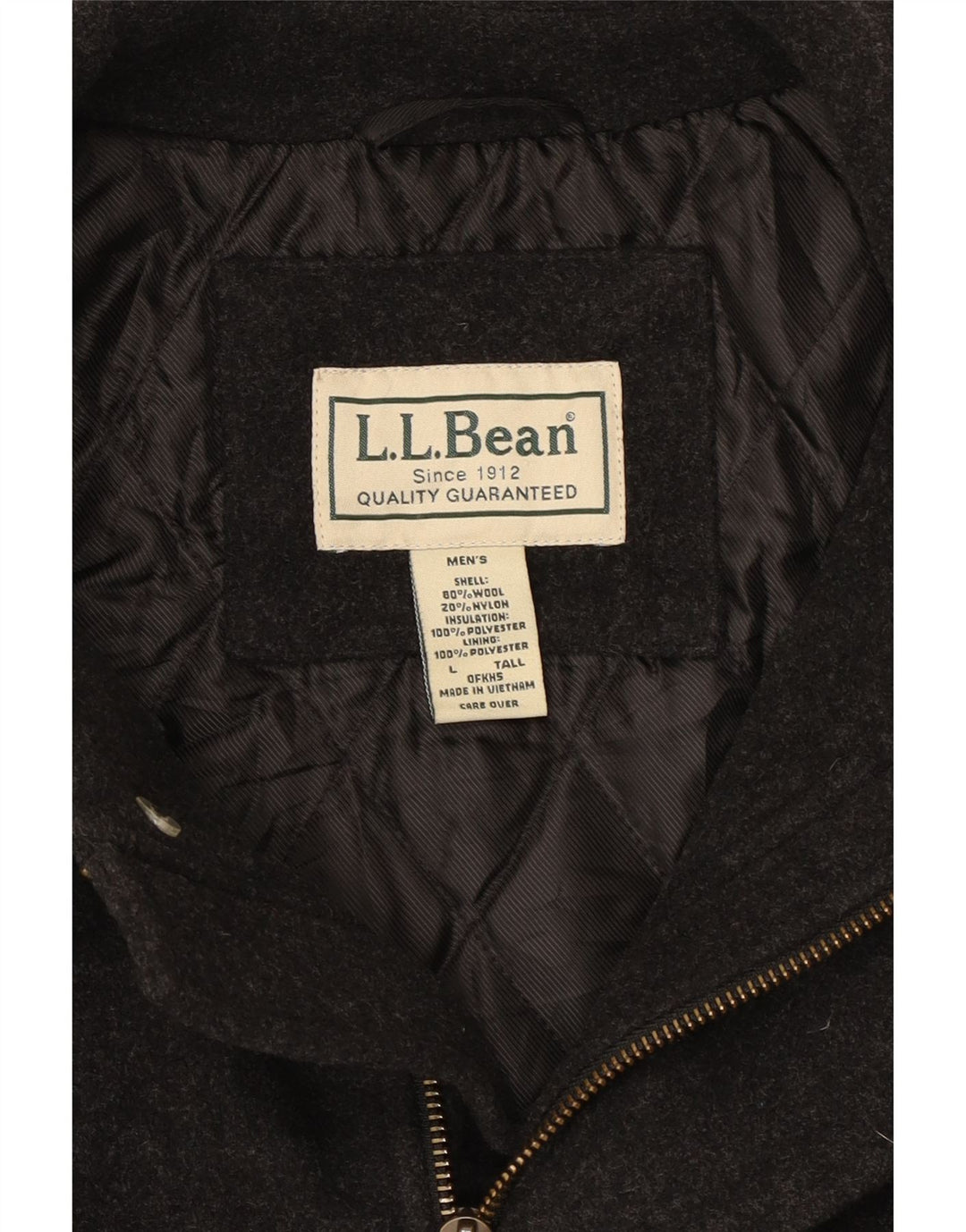 Cappotto alto da uomo L.L.Bean UK 40 grande lana grigia