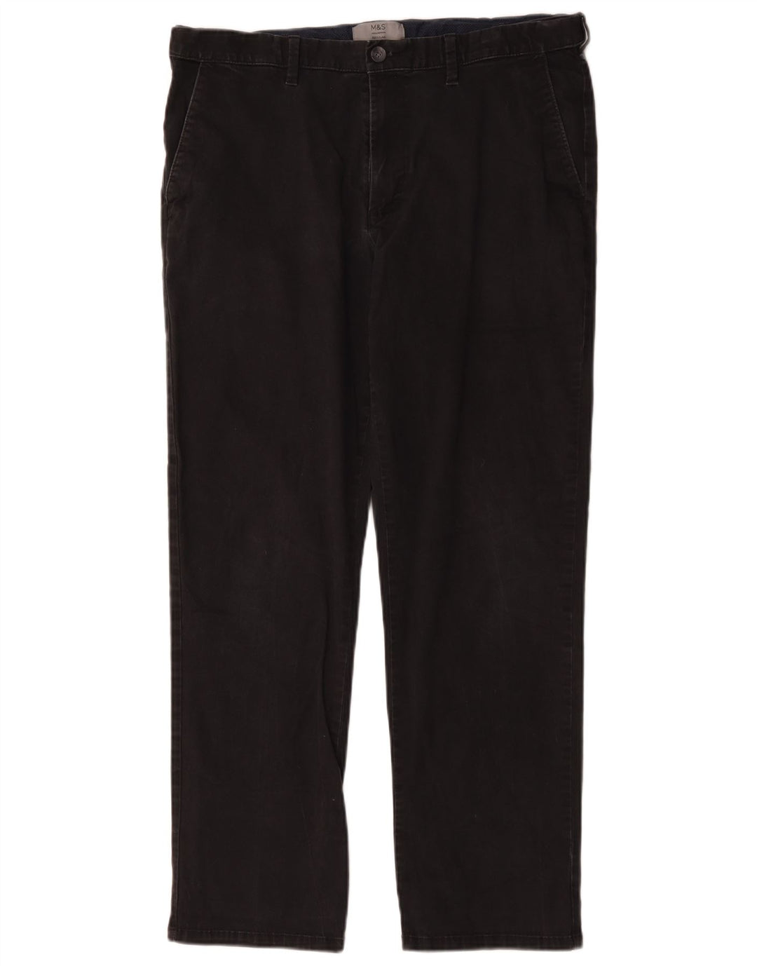 Pantaloni chino dritti da uomo Marks & Spencer W36 L29 cotone nero