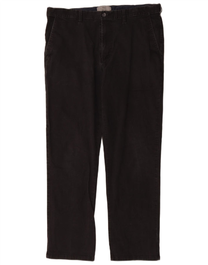 Pantaloni chino dritti da uomo Marks & Spencer W36 L29 cotone nero