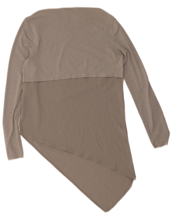 Top tunica asimmetrica a maniche lunghe da donna Zara UK 10 piccolo poliestere grigio
