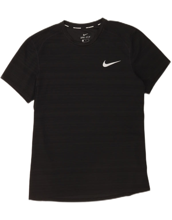 T-shirt Nike da uomo Dri Fit Top in poliestere a righe nere medie