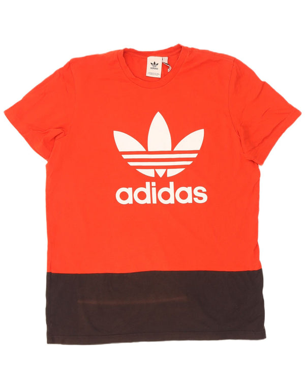 T-shirt grafica da uomo Adidas Top XL in cotone color block rosso
