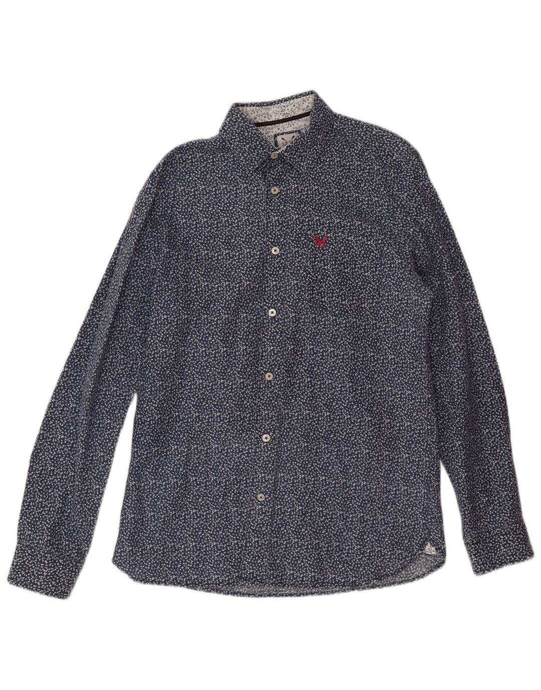 Crew Clothing Camicia da uomo Piccola in lino floreale blu navy