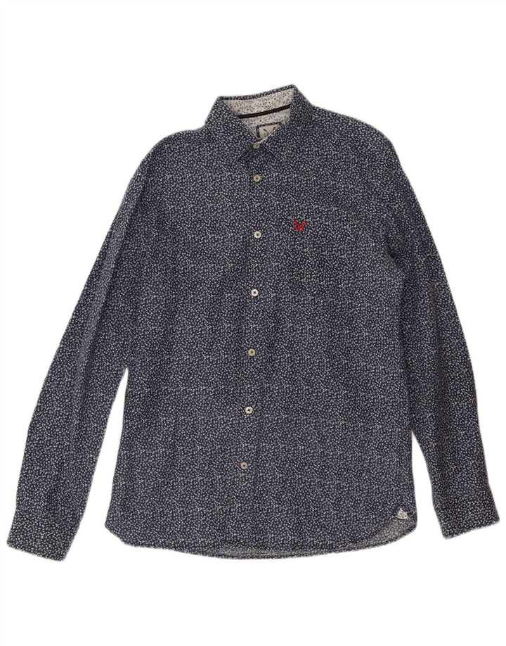 Crew Clothing Camicia da uomo Piccola in lino floreale blu navy