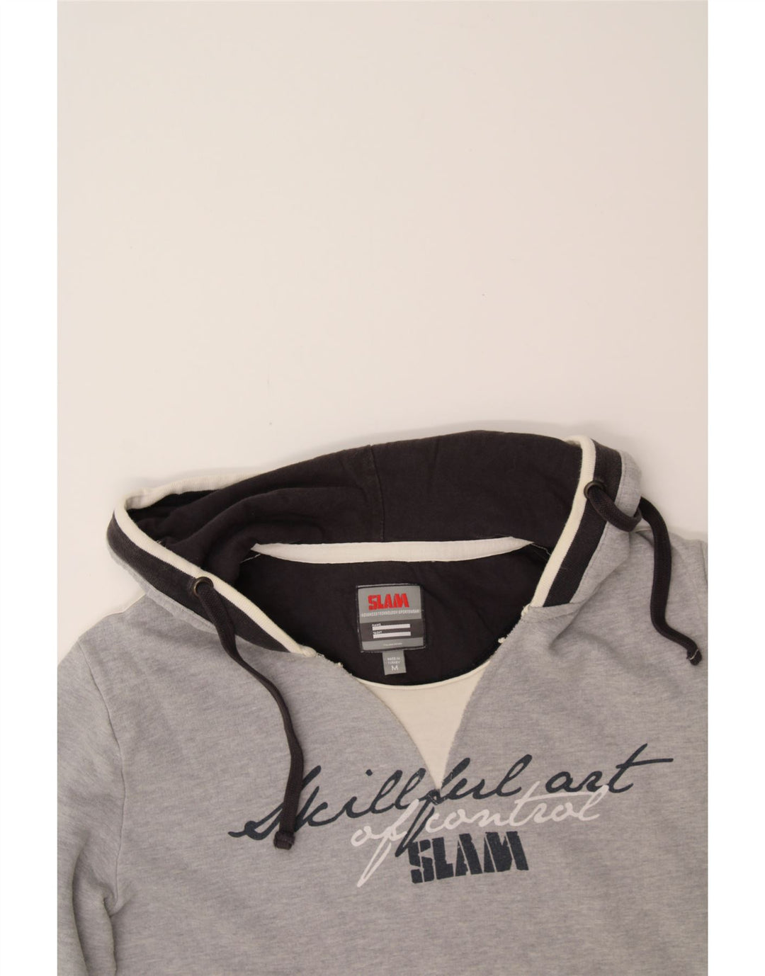 SLAM Mens Graphic Hoodie Jumper Medium Grey Cotton Vintage Slam and Second-Hand Slam from Messina Hembry 