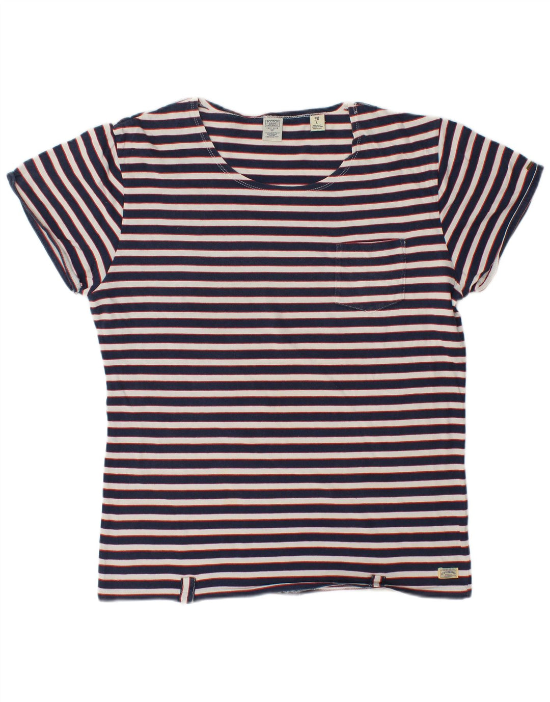 T-shirt da uomo Scotch & Soda Top grande in cotone a righe blu navy