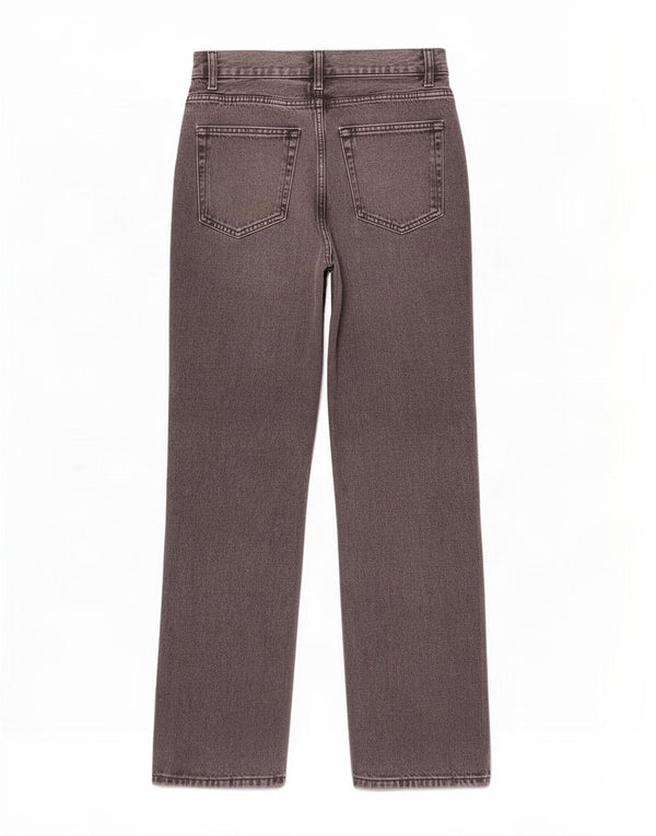 Jeans Zara da donna a gamba larga a vita alta EU 40 medio W30 L33 cotone grigio