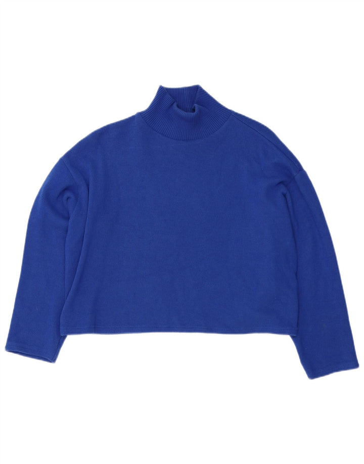 Maglione corto con collo alto da donna Zara UK 14 Blu medio