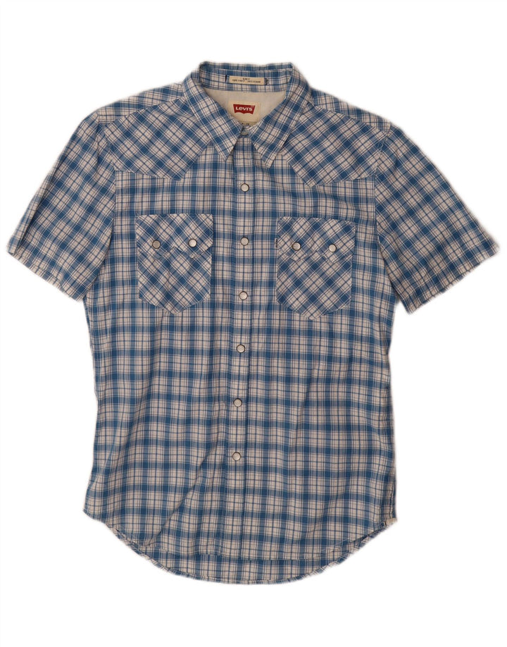 Camicia Levi's da uomo slim fit a maniche corte a quadri piccoli blu