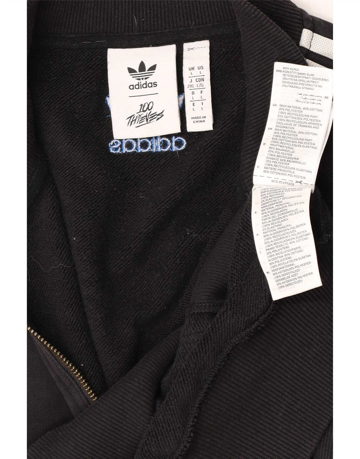 Felpa Adidas da uomo con zip e collo, maglione grande, cotone nero