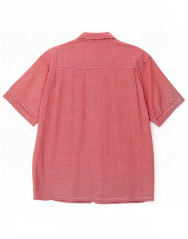 Camicia a maniche corte da uomo Wrangler XL in cotone pied de poule rosso