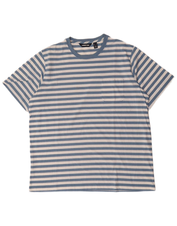 T-shirt da uomo Lands End Top XL in cotone a righe blu