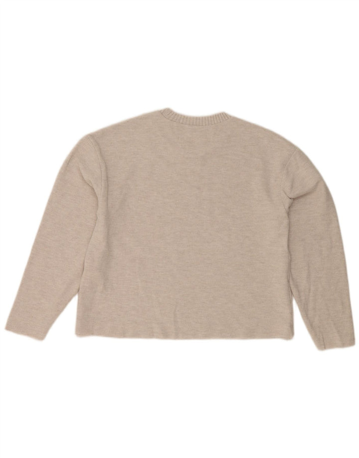 Maglione corto girocollo da donna Zara UK 10 piccolo poliestere grigio