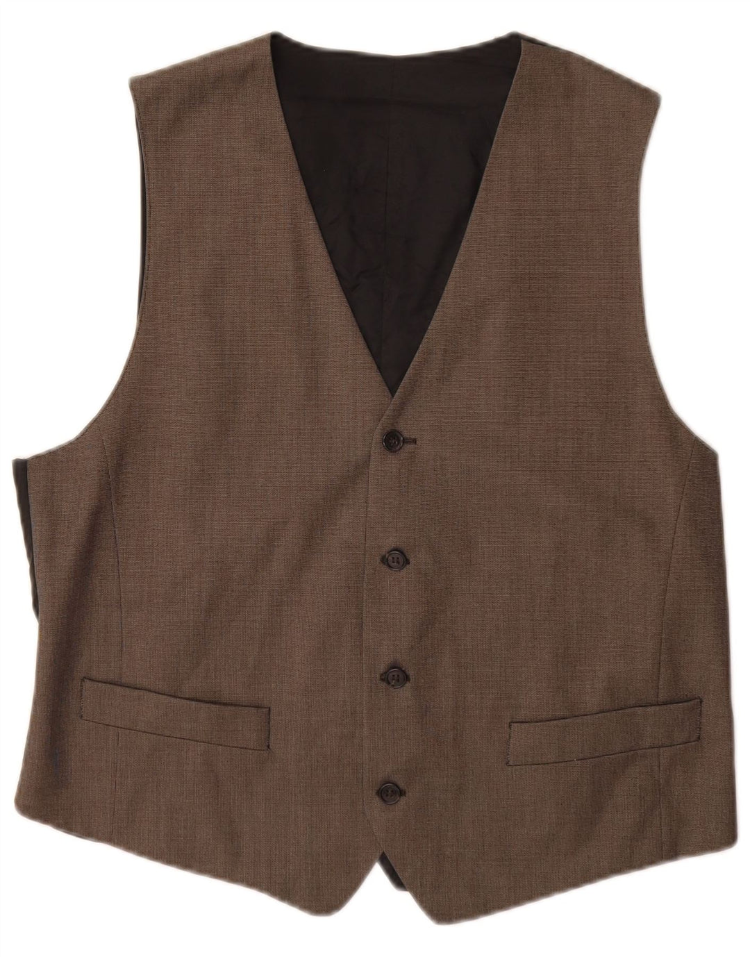 Gilet vintage da uomo IT 52 grande in poliestere marrone