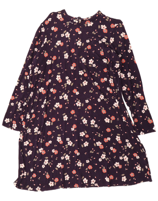 Abito a trapezio a maniche lunghe da donna Marks & Spencer UK 20 2XL Blu navy floreale