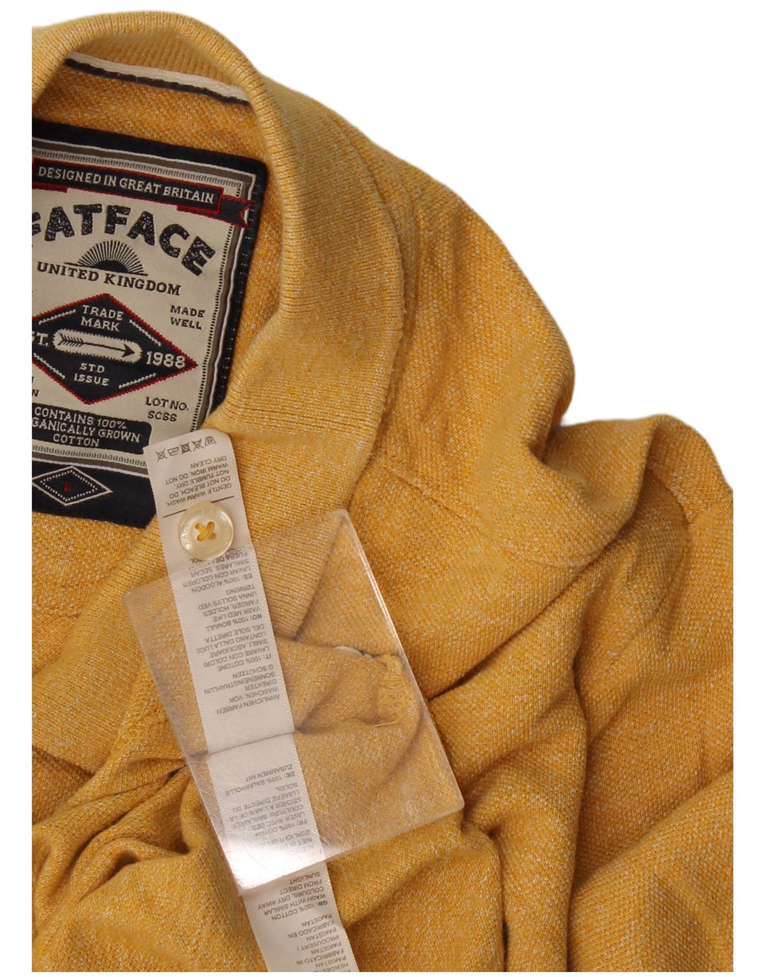 Polo da uomo Fat Face grande in cotone giallo