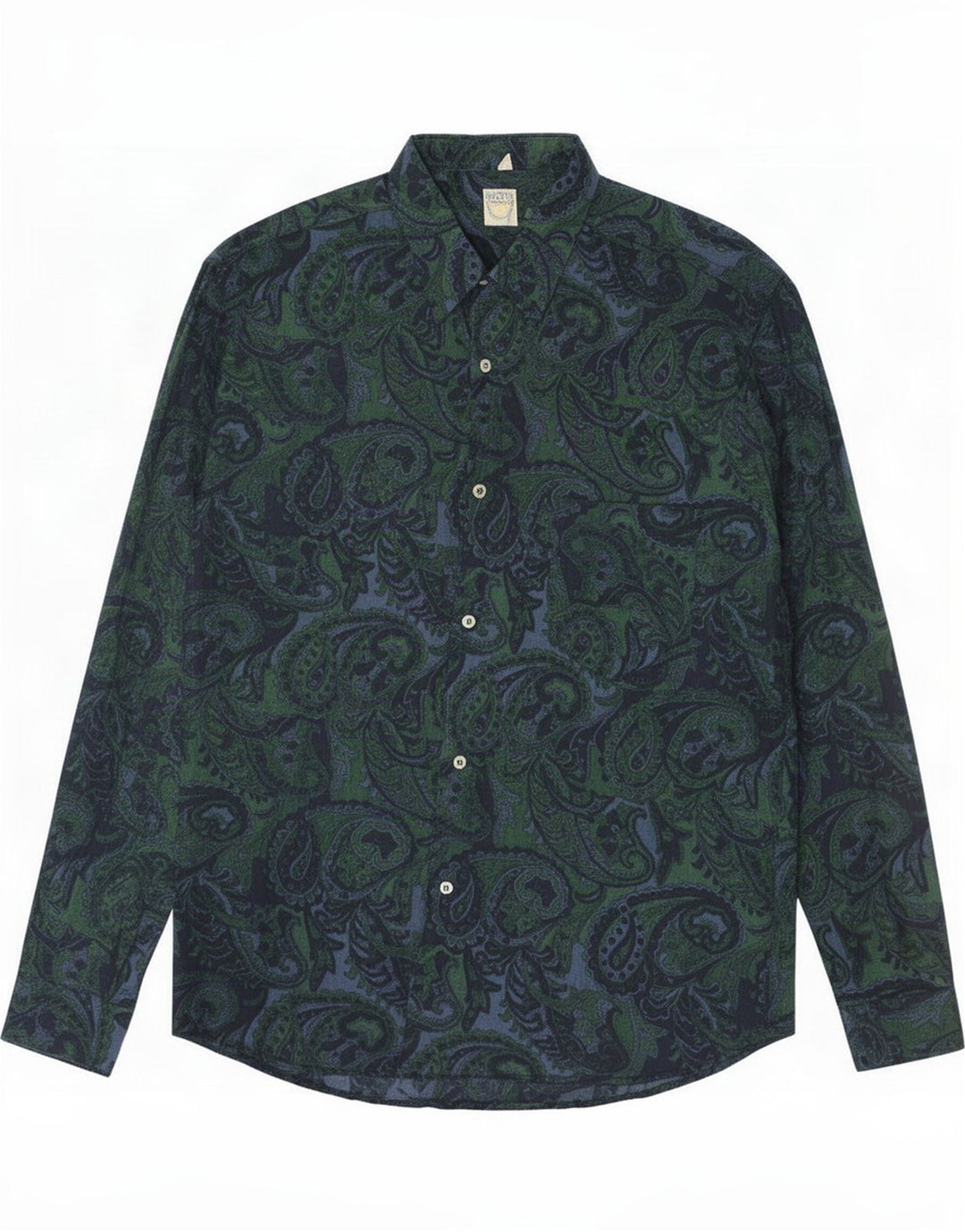 Camicia da uomo vintage grande motivo cachemire verde