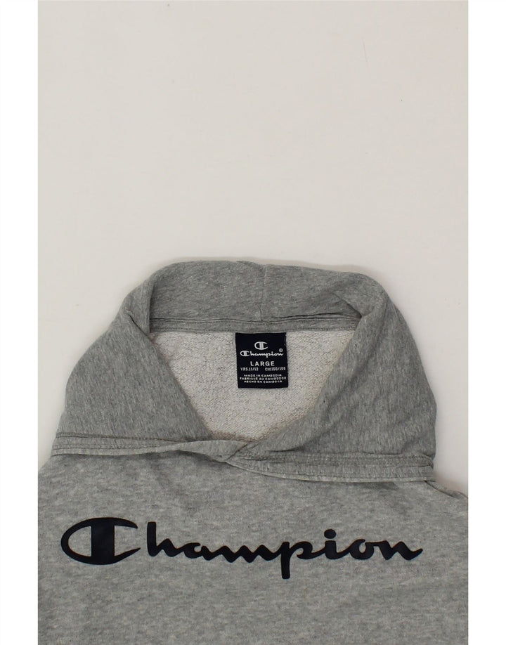 CHAMPION Boys Graphic Hoodie Jumper 11-12 Years Grey Vintage Champion and Second-Hand Champion from Messina Hembry 