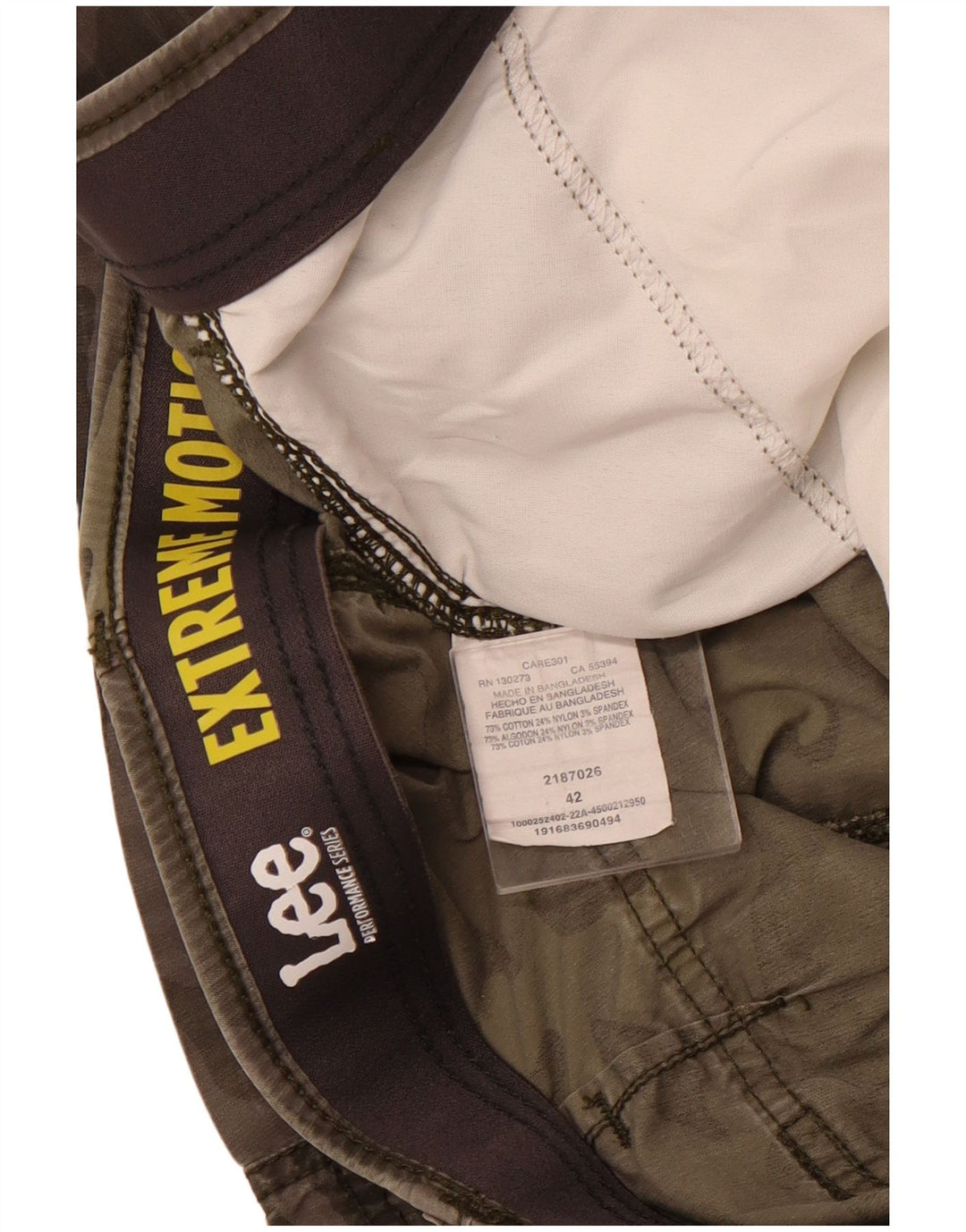 Pantaloncini cargo LEE da uomo Extreme Motion W42 2XL cotone mimetico kaki